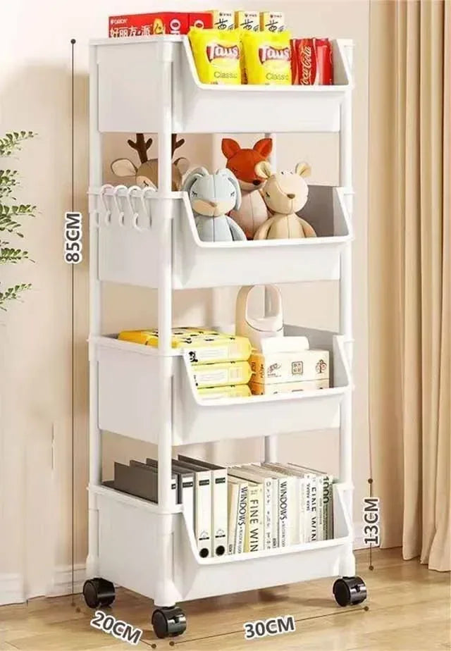 Narrow Slit Trolley Bookshelf - Corner Organizer for Bathroom Living Room
