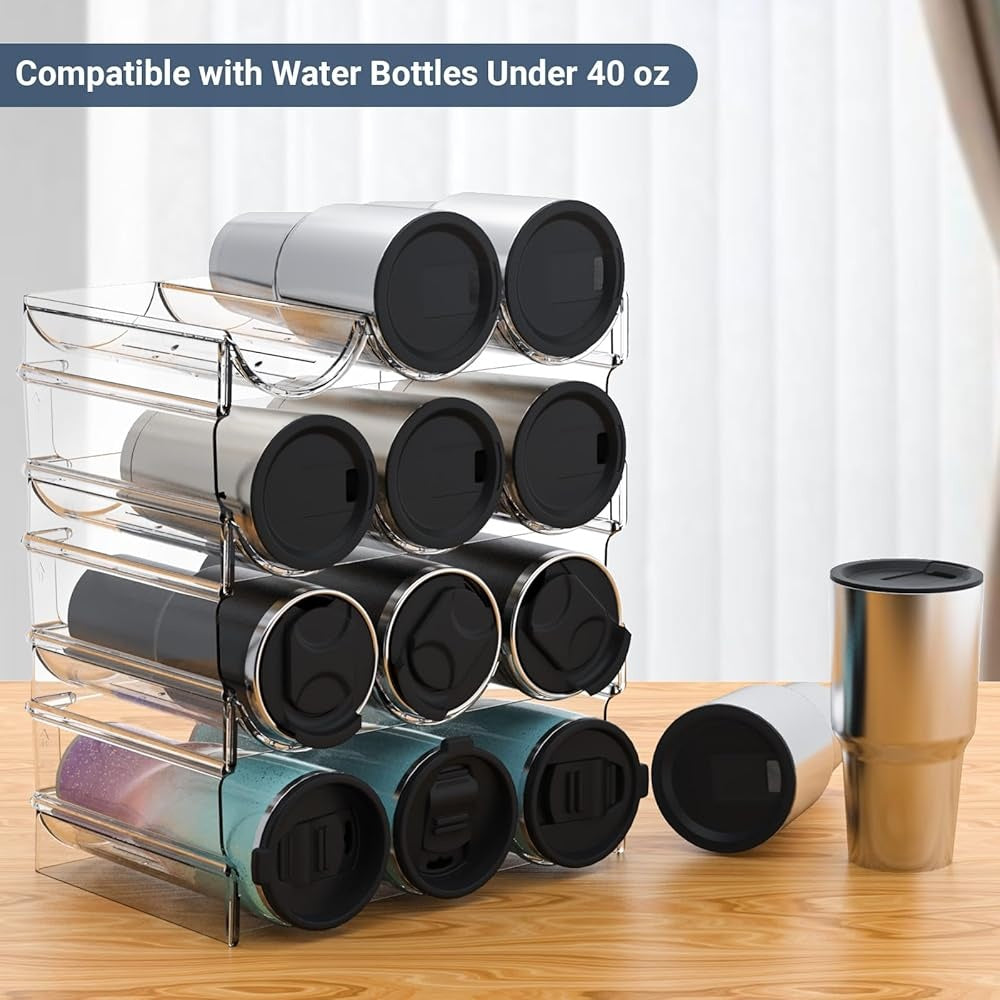 Plastic Bottle Organizer - Stackable 12-Bottle Wine Rack