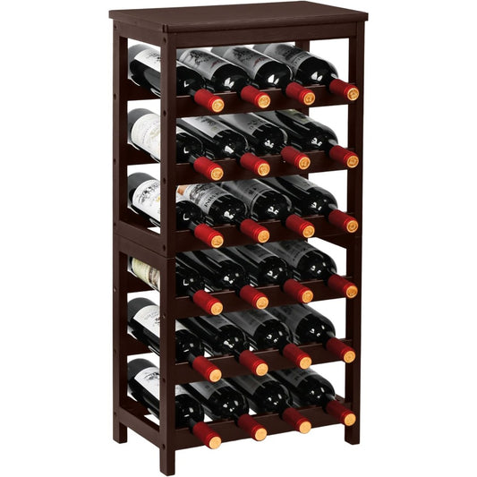 Bamboo Wine Rack 6-Tier Floor Stand - Holds 24 Bottles