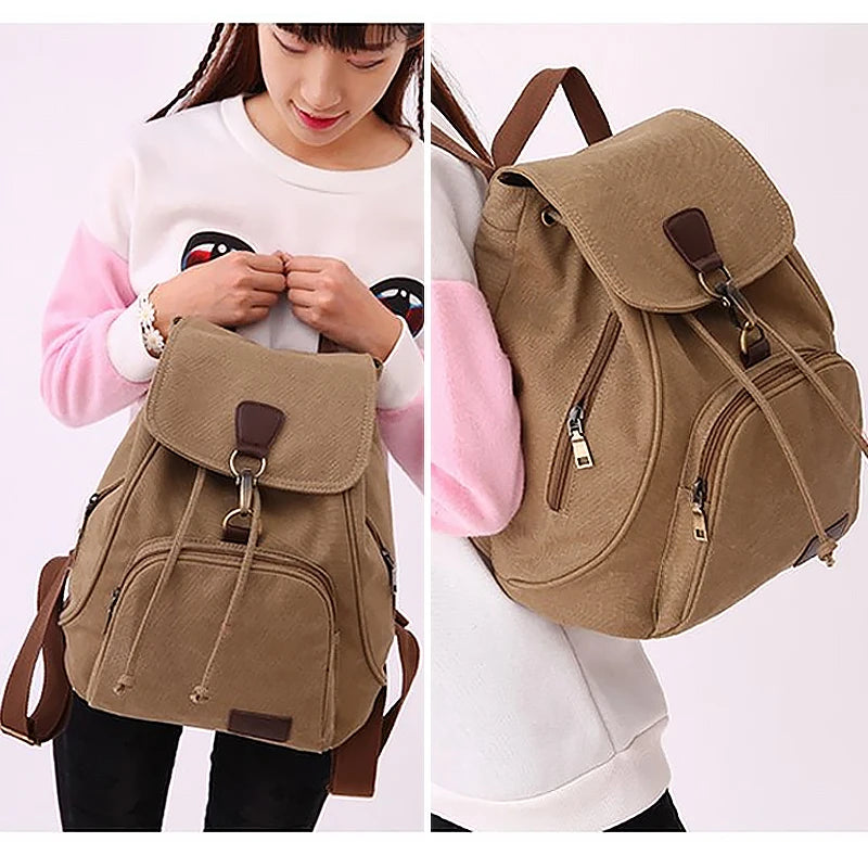 Women Canvas Backpack - Trendy Retro for College Travel Outdoor