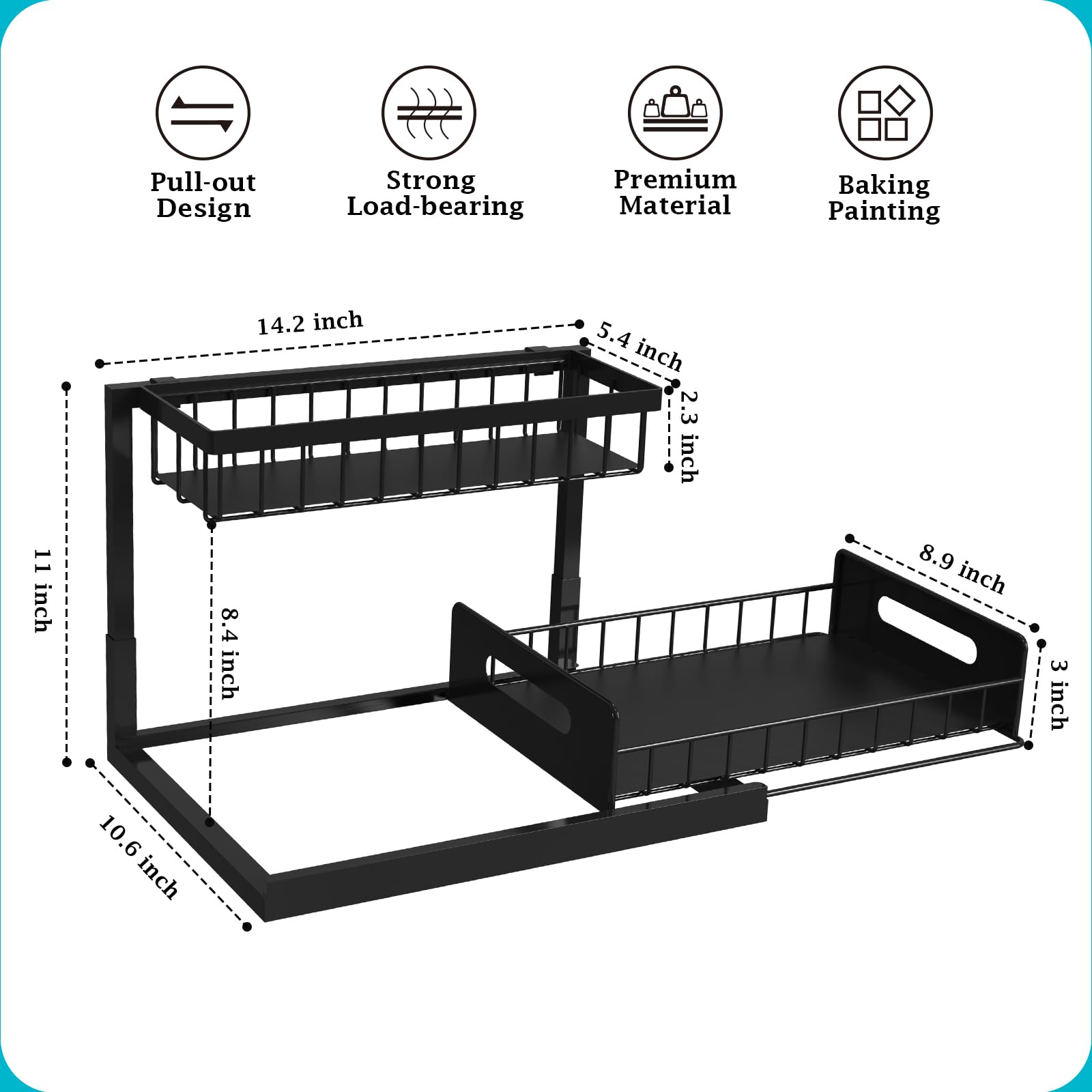 Under Sink Organizer - 2 Tier Slide Out Storage Solution