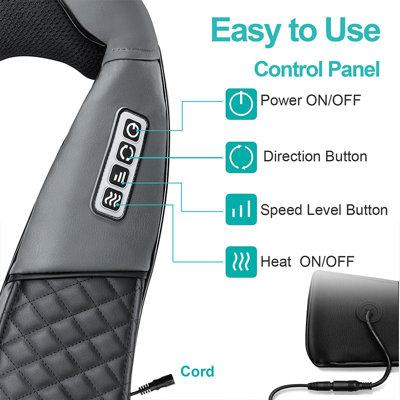 Neck & Back Massager - Shiatsu Kneading with Heat Relief
