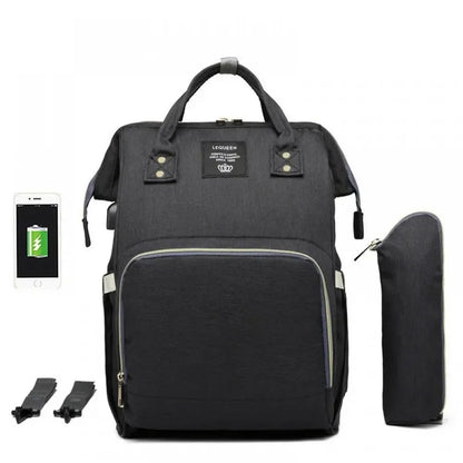 Diaper Bag Backpack with USB Interface Stroller Straps Bottle Pockets