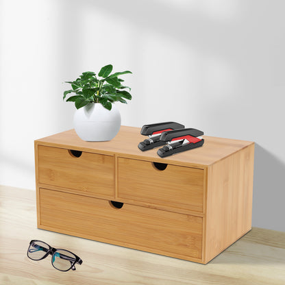 Bamboo Desk Organizer with Drawers - No Assembly Needed