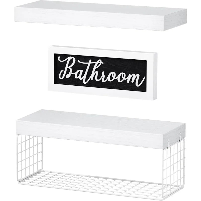 Bathroom Shelves Over Toilet - Farmhouse Décor Set