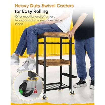Power Tool Organizer Cart: 4-Tier Heavy Duty Rolling Storage