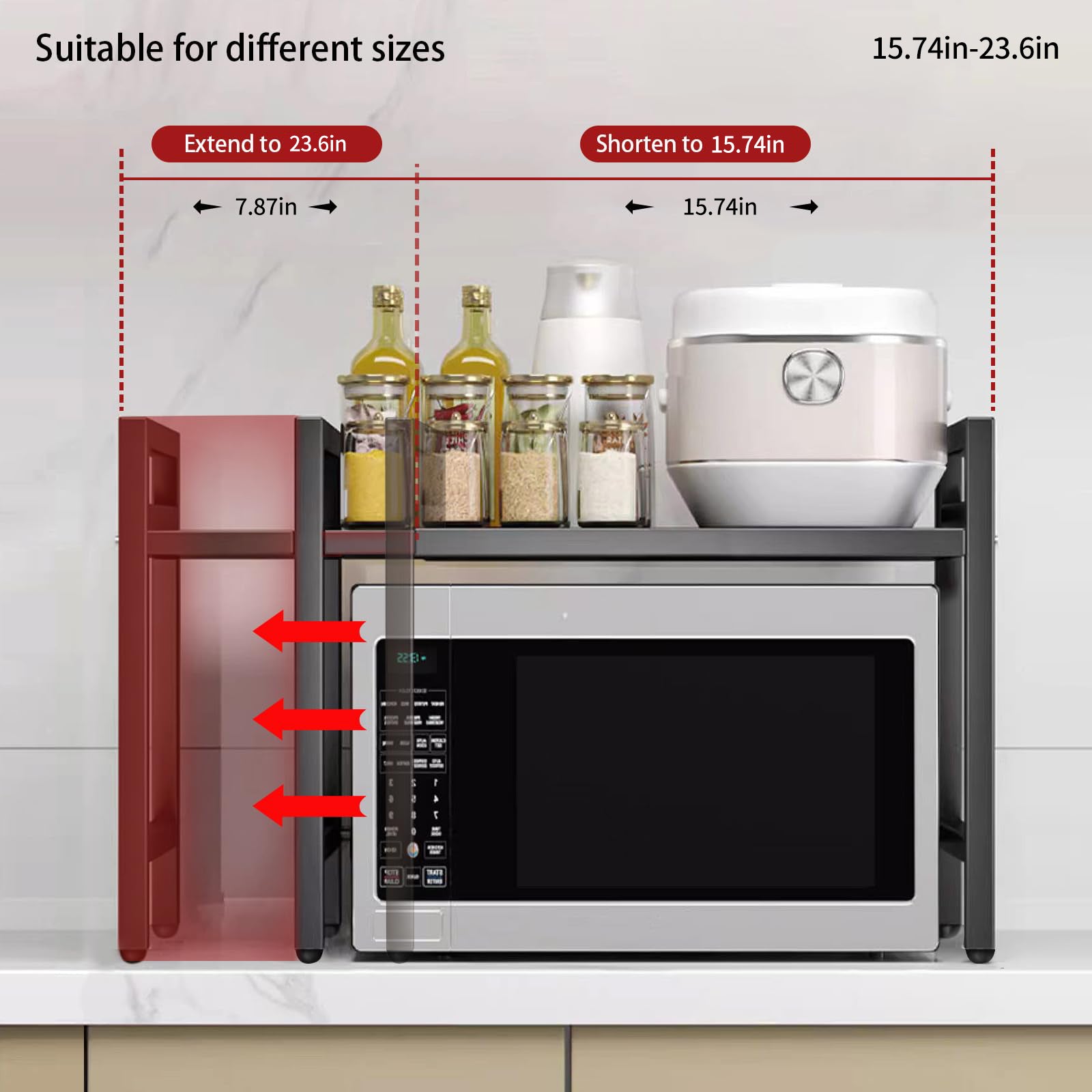 Expandable Microwave Shelf Organizer - Adjustable 16-25 inches