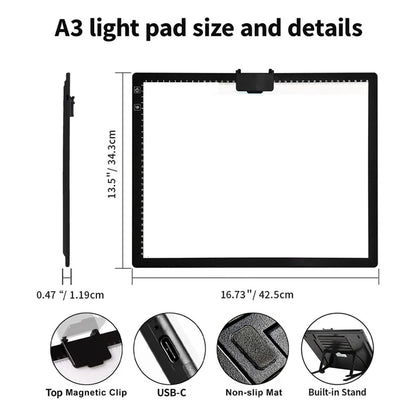 Rechargeable A3 Light Pad: Dimmable Diamond Painting Box