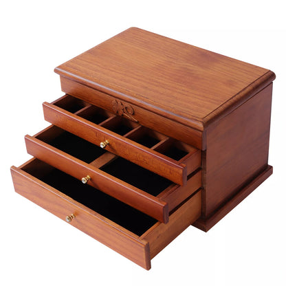 Wooden Jewelry Box Organizer - 4-Layer Storage with Drawer