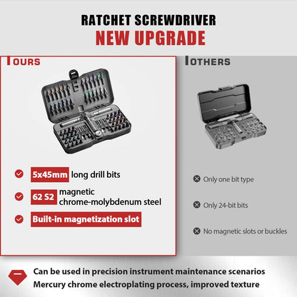 VMAN 66in1 Ratchet Screwdriver Set - Magnetic & Ergonomic