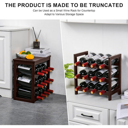 Bamboo Wine Rack 6-Tier Floor Stand - Holds 24 Bottles