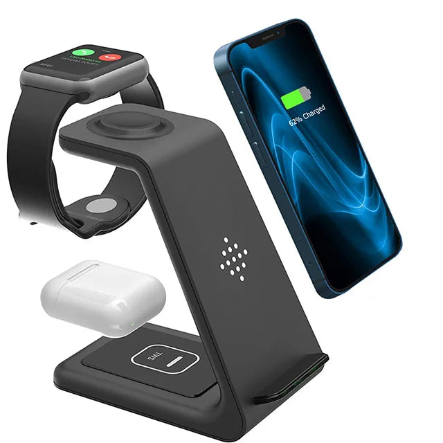 3-in-1 Wireless Charging Stand for iPhone, AirPods, Samsung