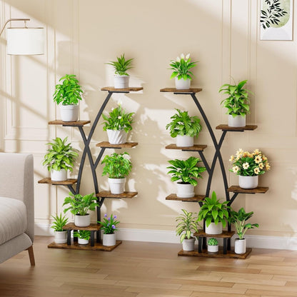 Indoor Plant Stand with Lights - 7 Tier Metal Shelf, Corner Use