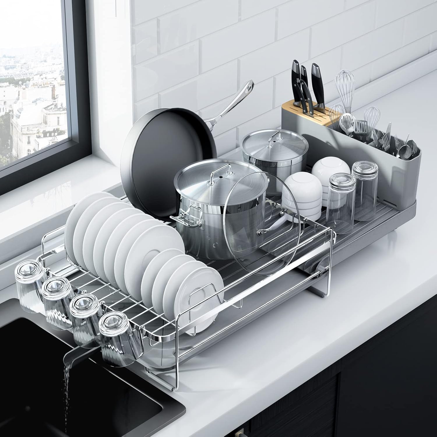 Extendable Dish Drying Rack - Anti-Rust, Multifunctional Design