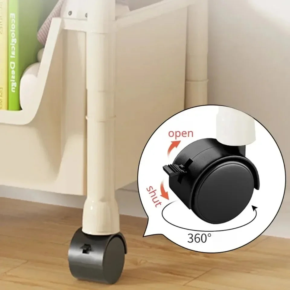 Narrow Slit Trolley Bookshelf - Corner Organizer for Bathroom Living Room