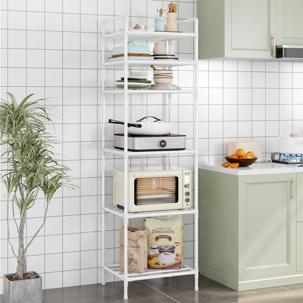 6 Tier Metal Storage Shelf - Versatile Kitchen & Bathroom Rack