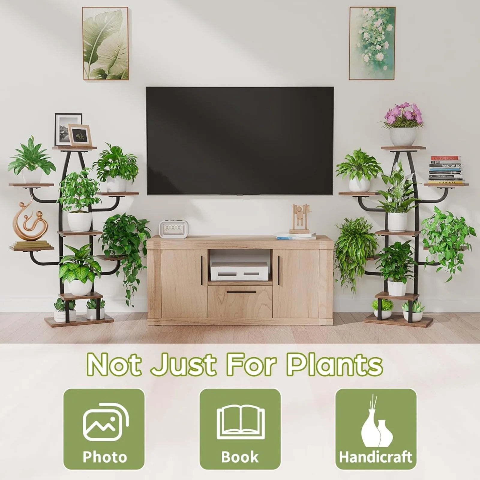 Plant Stand Indoor 8-Tier with Grow Light - Metal Corner Shelf