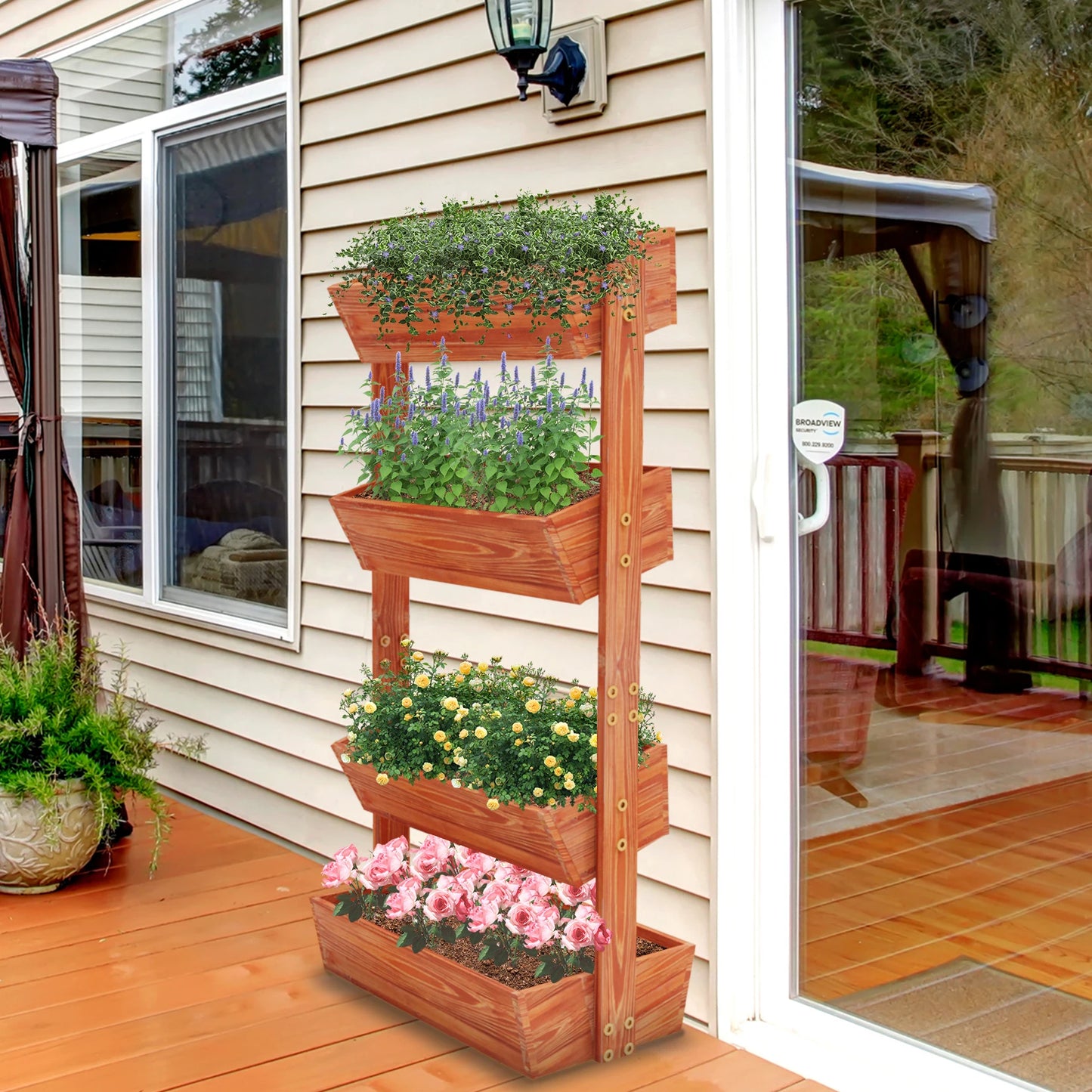 4-Tier Raised Garden Bed: Vertical Wooden Planter Stand