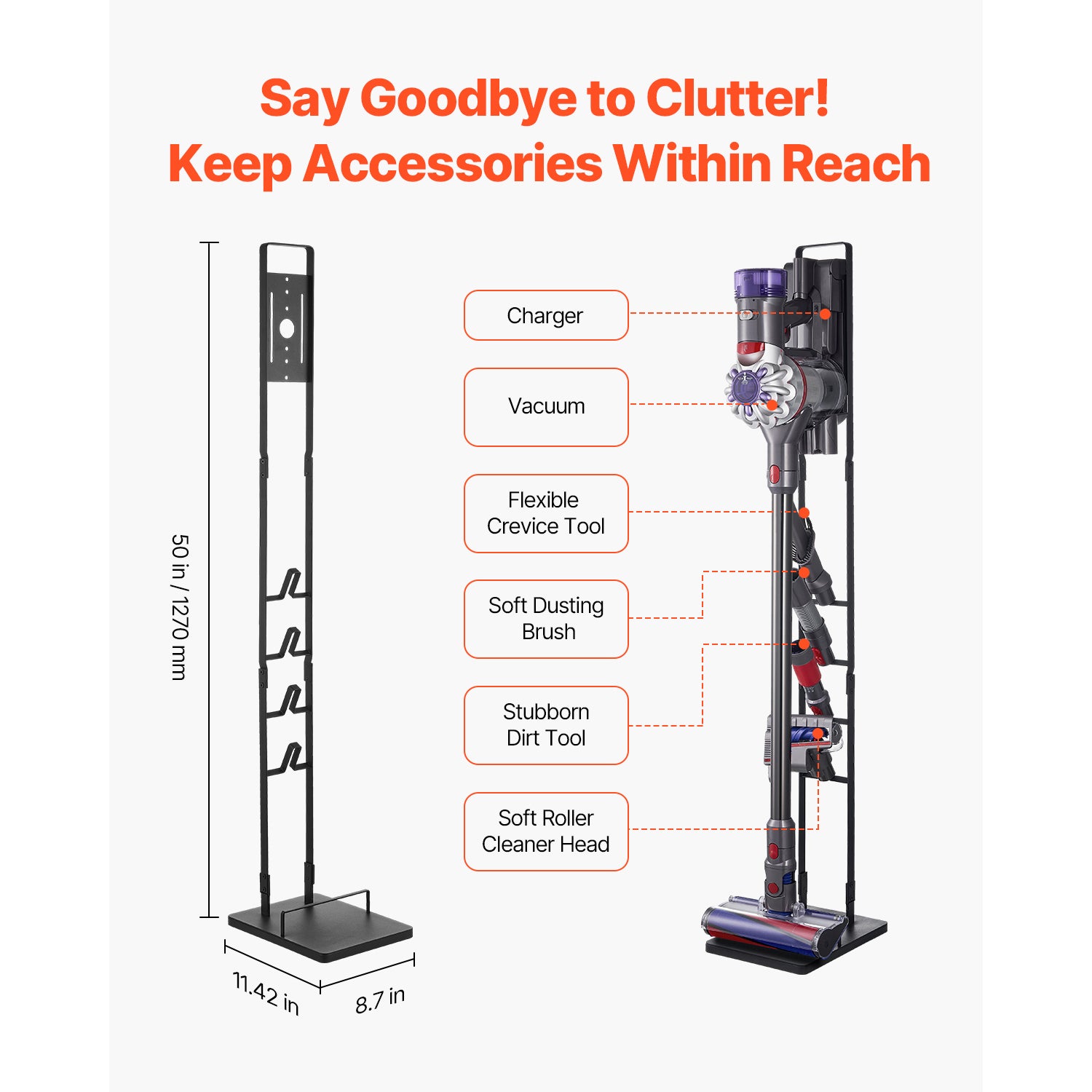 Dyson Vacuum Stand Holder - Stable, No-Drill, 4 Hooks