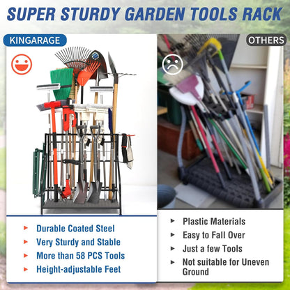 Garden Tool Organizer Rack - Holds 58 Tools, Rust Resistant