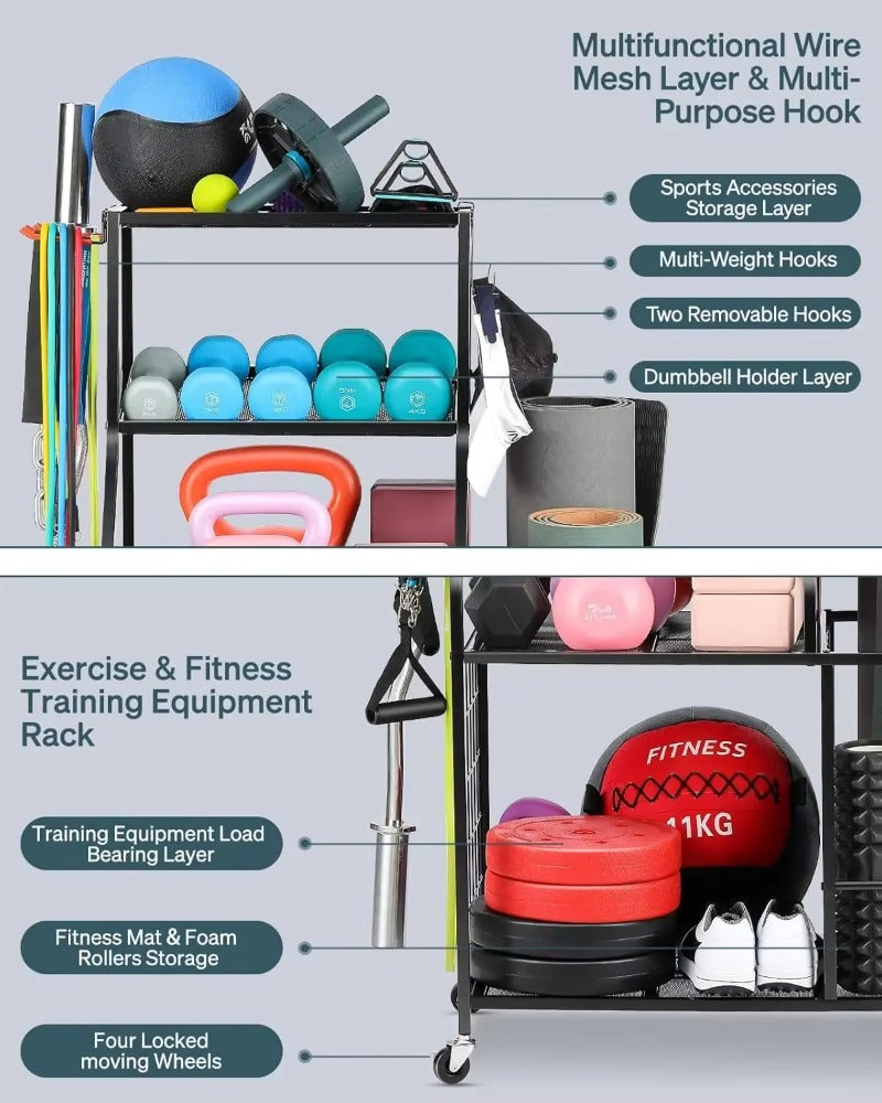 Yoga Mat & Dumbbell Storage Rack - All-in-One Gym Organizer