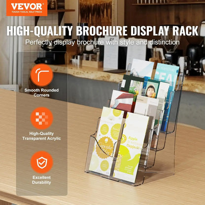 Acrylic Brochure Holder 8.5x11 - 4-Tier Display Stand