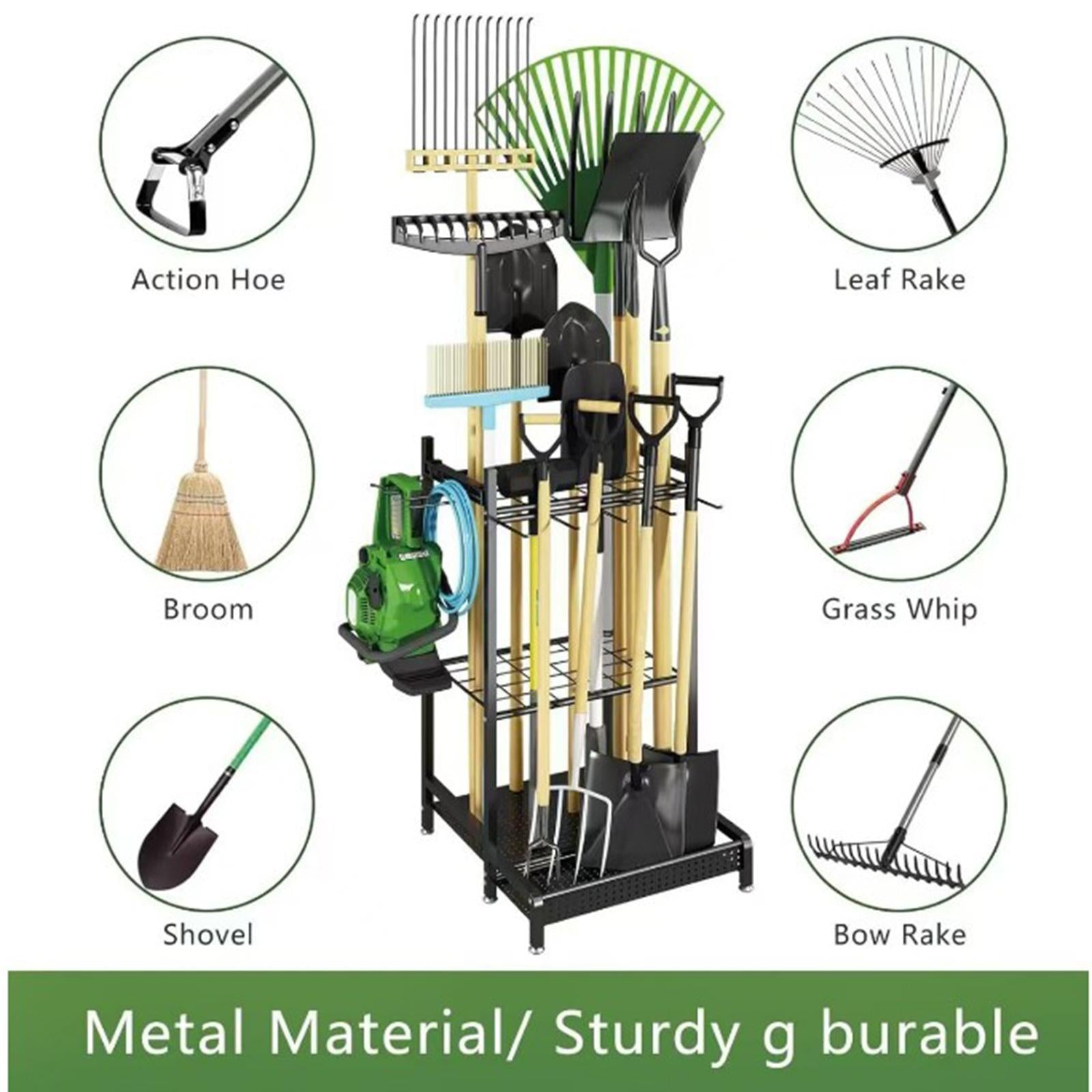 Garden Tool Organizer Rack - Space-Saving Carbon Steel Holder