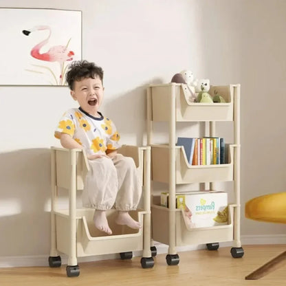 Narrow Slit Trolley Bookshelf - Corner Organizer for Bathroom Living Room