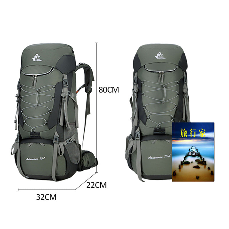 75L Camping Backpack with Rain Cover & Hydration Outlet