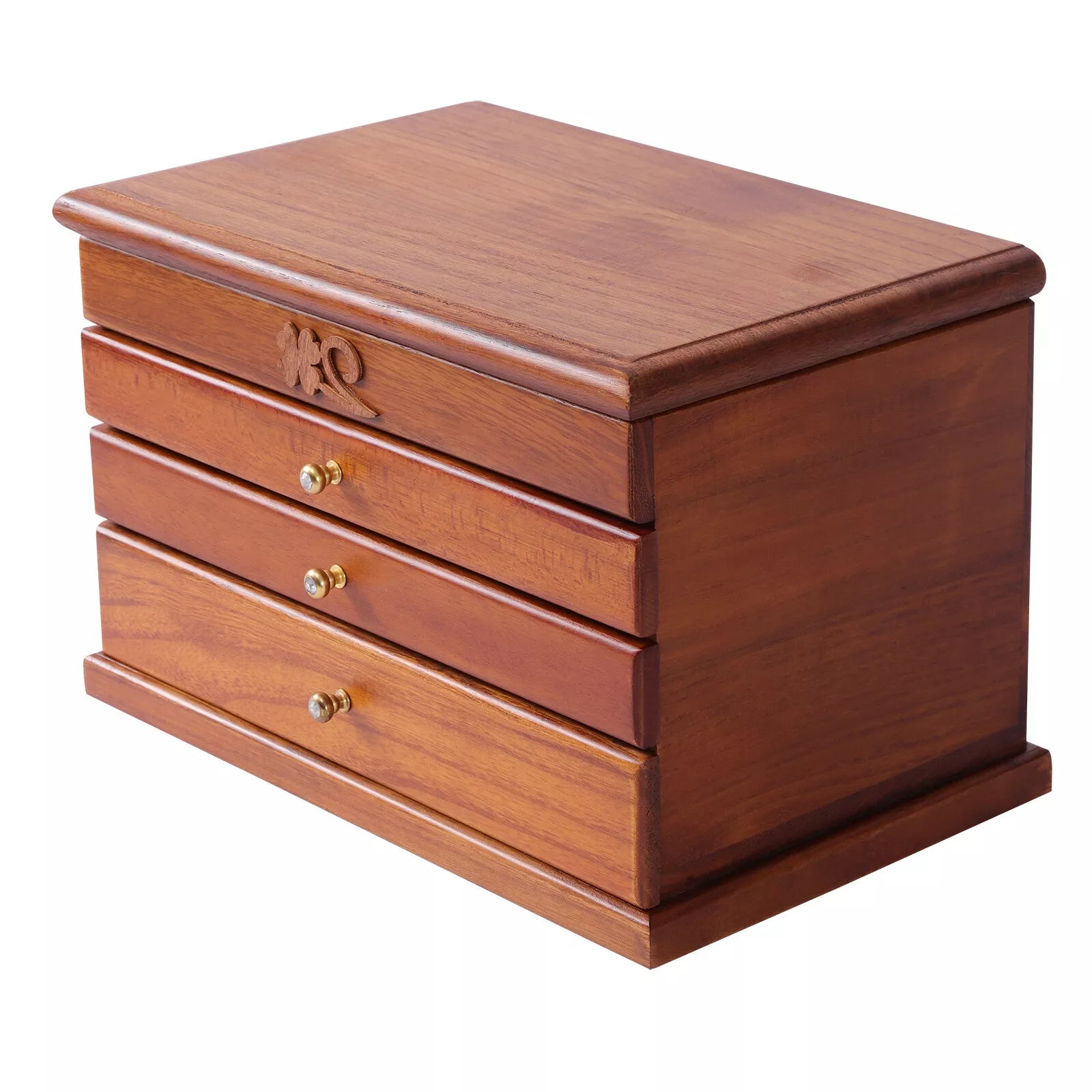 Wooden Jewelry Box Organizer - 4-Layer Storage with Drawer