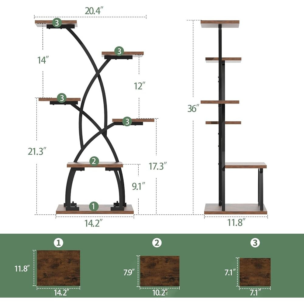 Indoor Plant Stand with Grow Lights - 6 Tier Metal Shelf