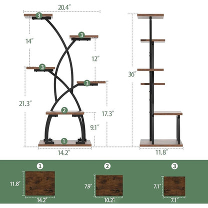 Indoor Plant Stand with Grow Lights - 6 Tier Metal Shelf