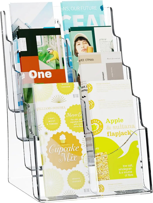 Acrylic Brochure Holder 8.5x11 - 4-Tier Display Stand