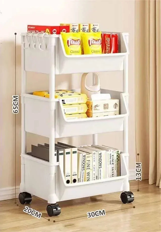 Narrow Slit Trolley Bookshelf - Corner Organizer for Bathroom Living Room