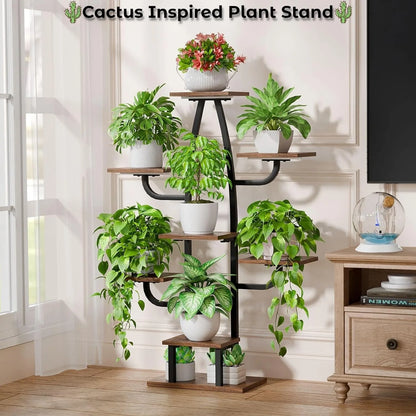 Plant Stand Indoor 8-Tier with Grow Light - Metal Corner Shelf