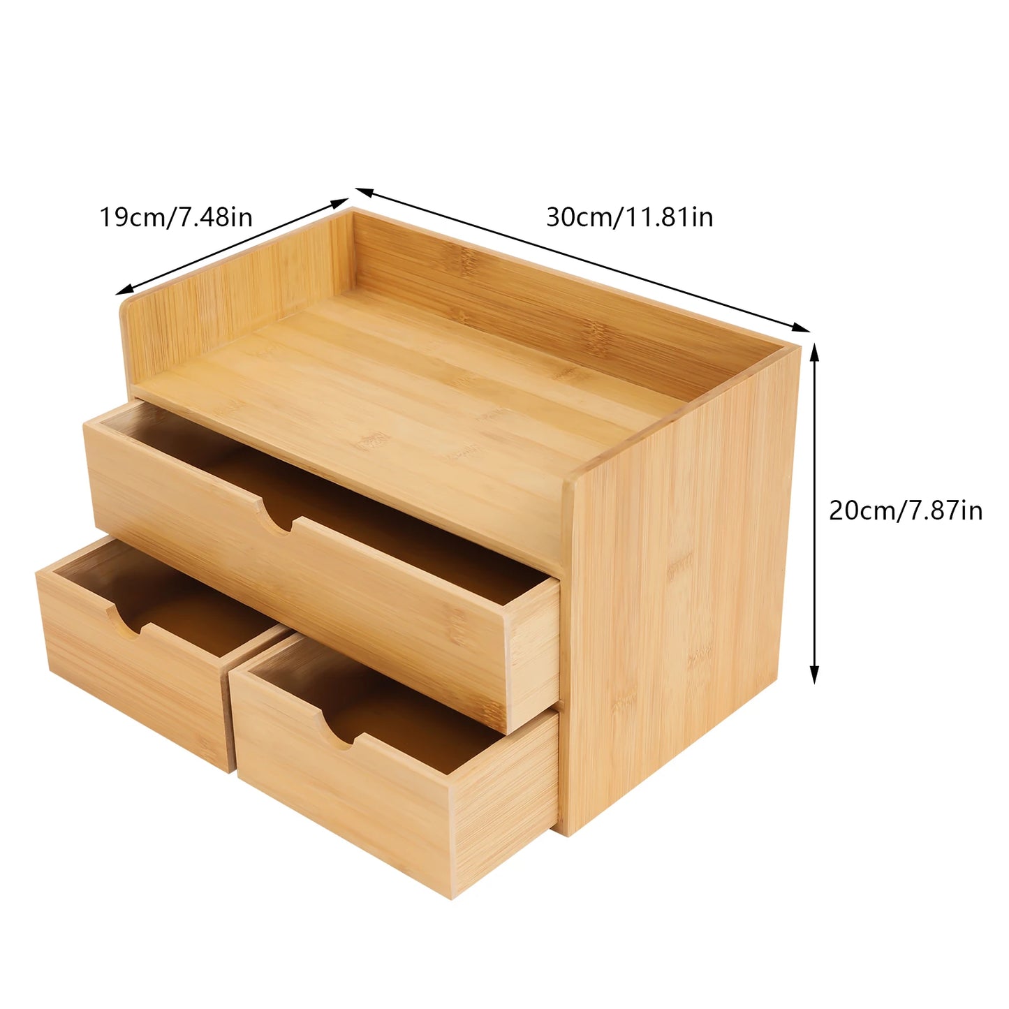 Bamboo Desk Organizer with Drawers - No Assembly Needed