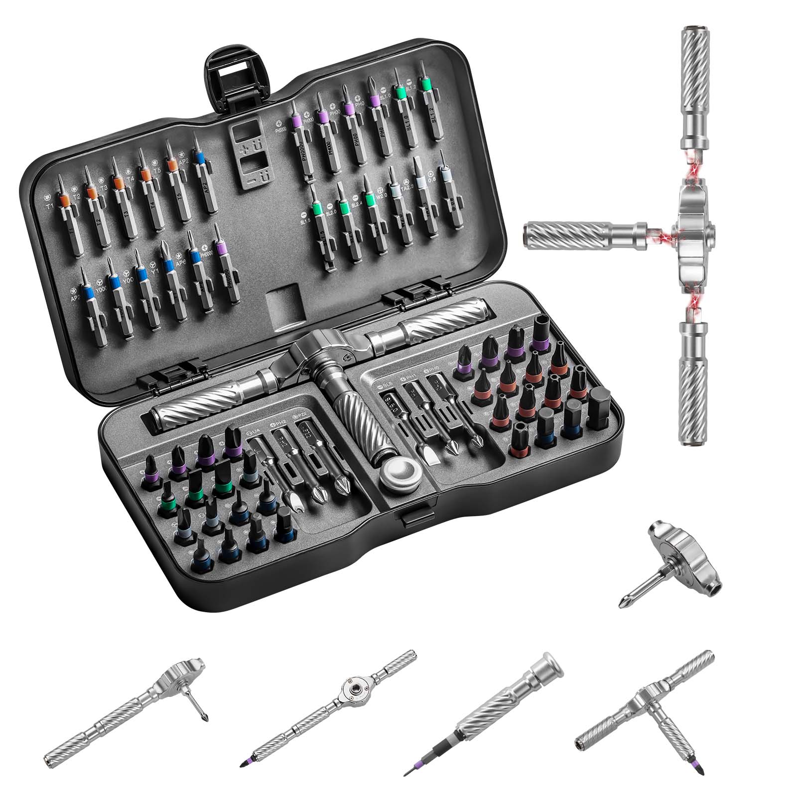 VMAN 66in1 Ratchet Screwdriver Set - Magnetic & Ergonomic