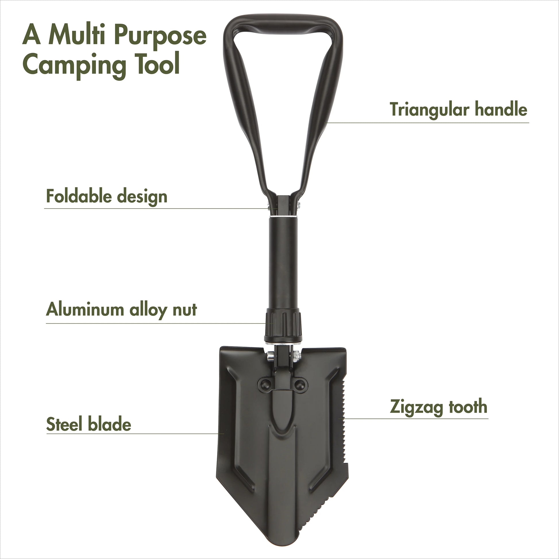 Heavy-Duty Steel Folding Shovel - Compact & Durable Outdoor Tool