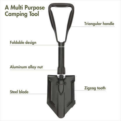 Heavy-Duty Steel Folding Shovel - Compact & Durable Outdoor Tool