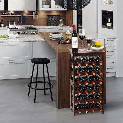 Bamboo Wine Rack 6-Tier Floor Stand - Holds 24 Bottles