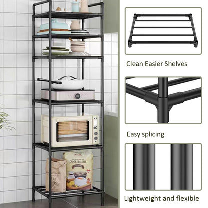 6 Tier Metal Storage Shelf - Versatile Kitchen & Bathroom Rack