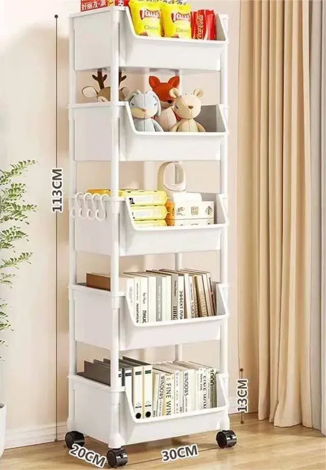 Narrow Slit Trolley Bookshelf - Corner Organizer for Bathroom Living Room