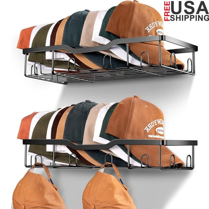 Metal Hat Rack Organizer - Holds 40 Caps, Space-Saving Design