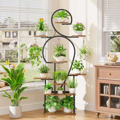 Plant Stand Indoor 9-Tier Metal with Grow Light, 63" Tall