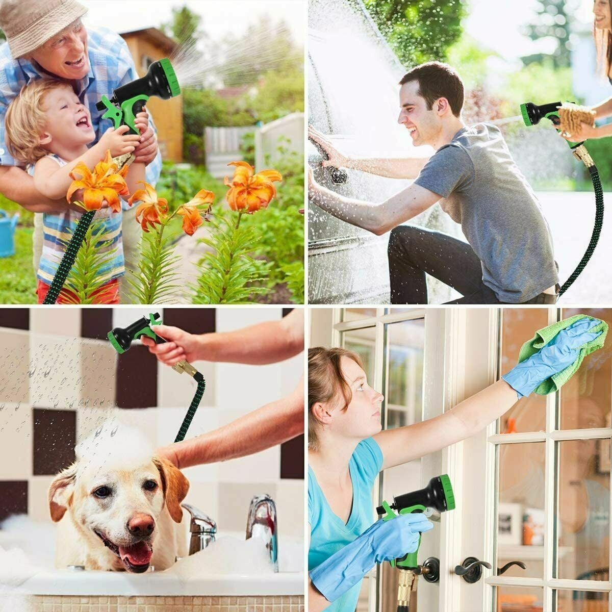 Expandable Garden Hose 50ft 75ft 100ft with 9-Function Spray Nozzle