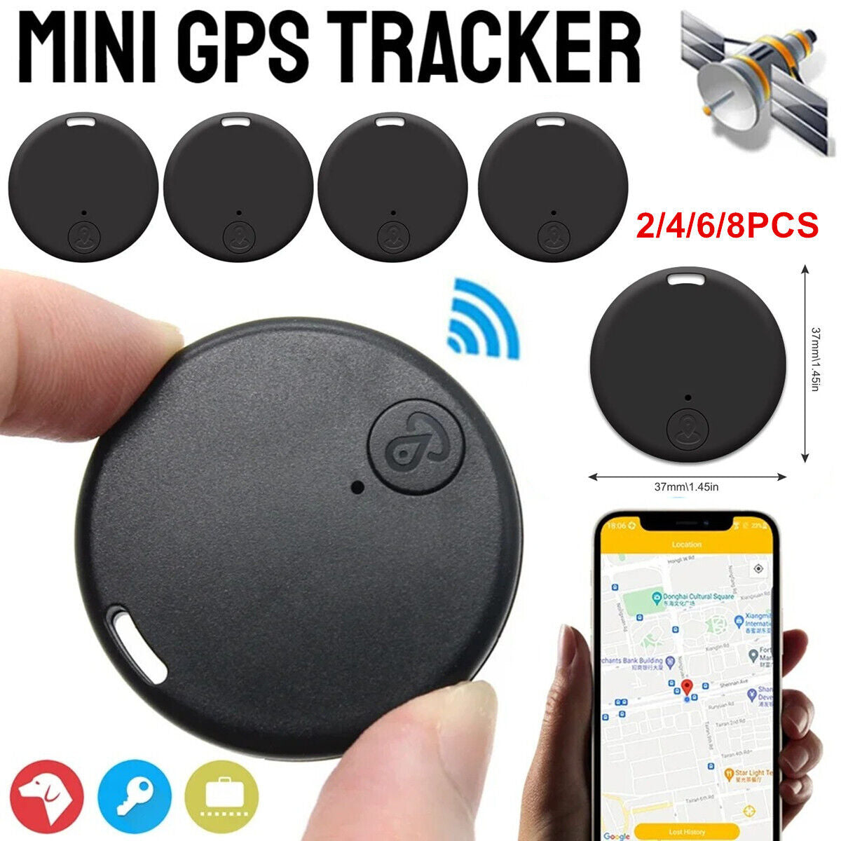 Mini Bluetooth GPS Tracker for Keys Kids Pets and Item Finder Device