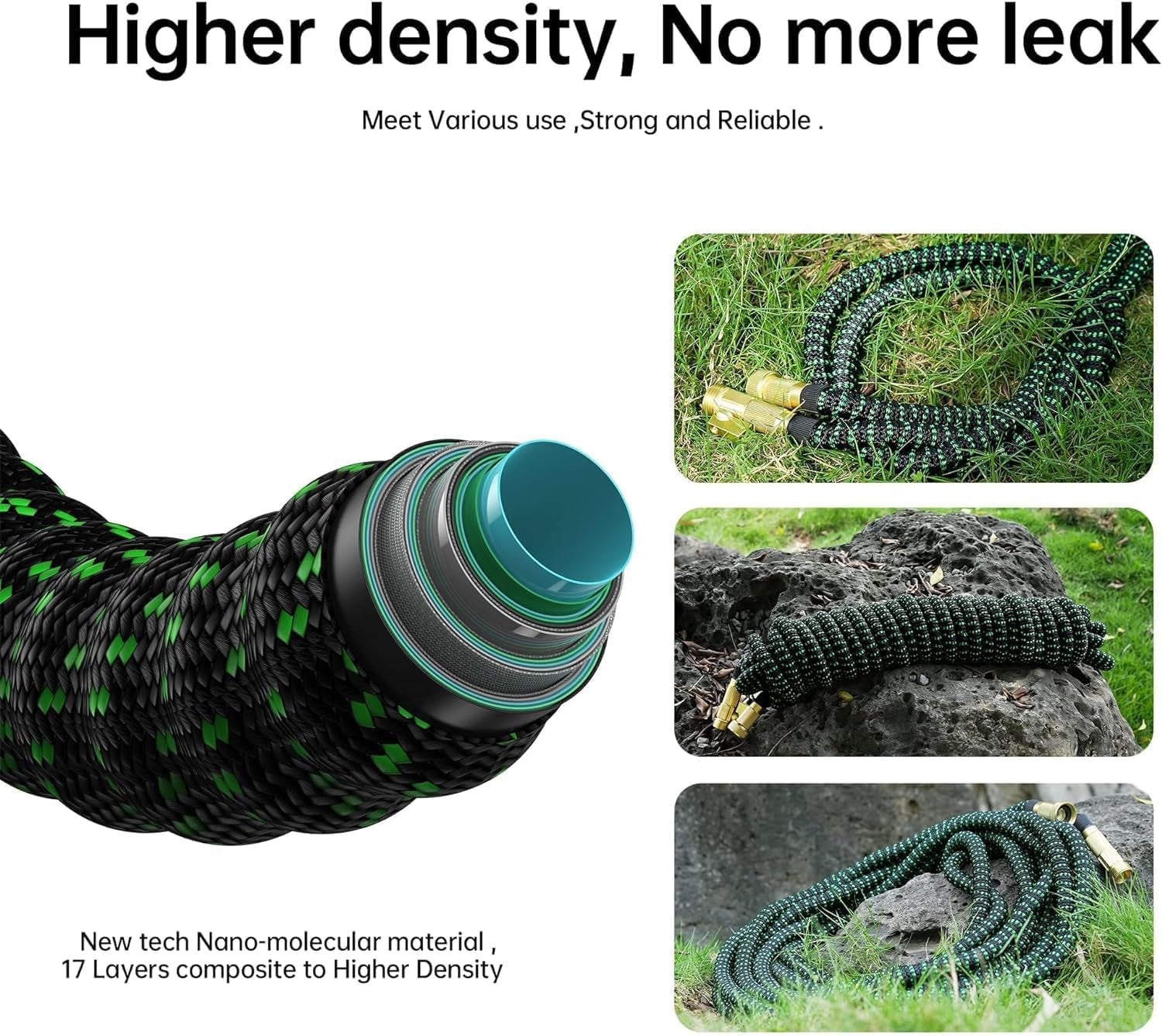 Expandable Garden Hose 50ft 75ft 100ft with 9-Function Spray Nozzle