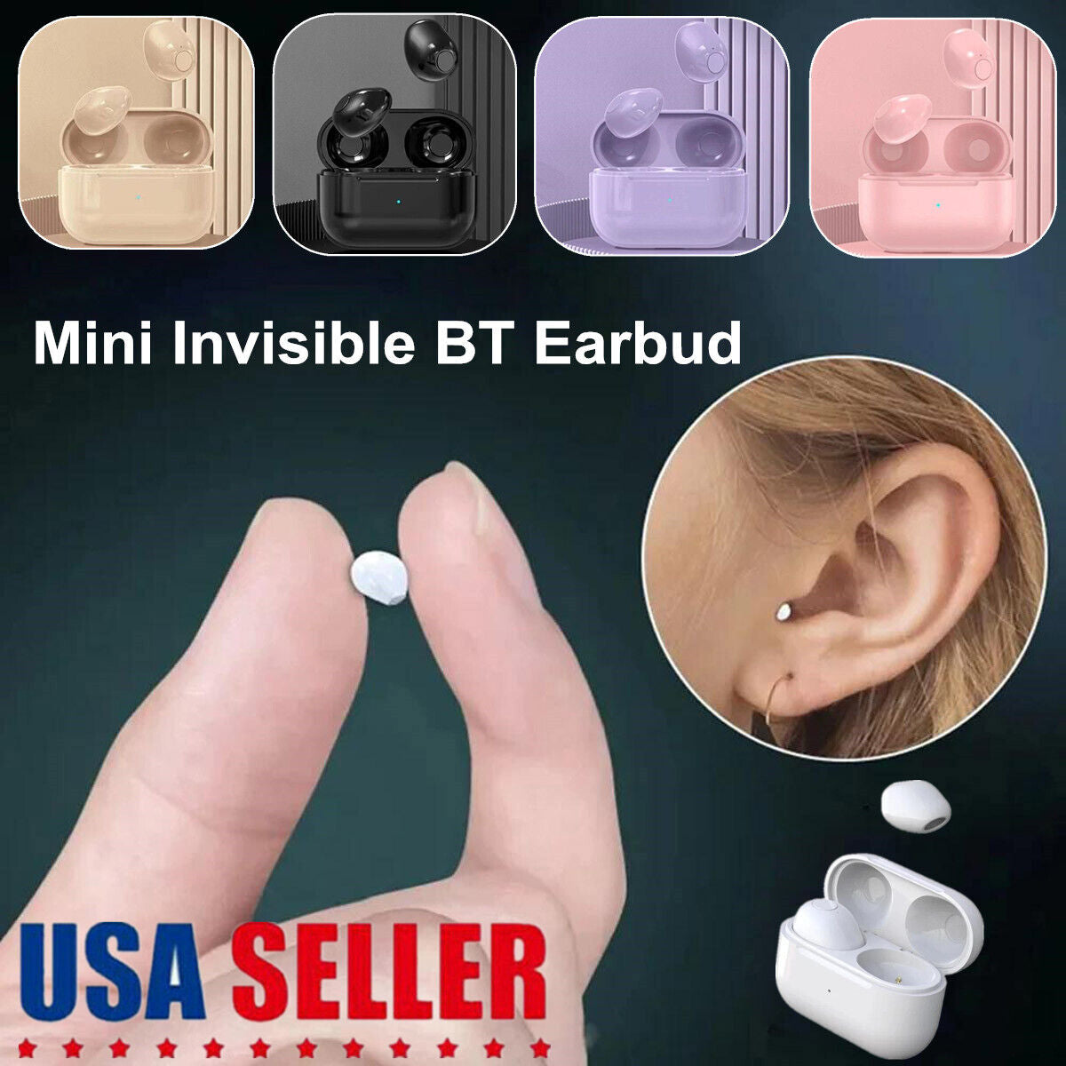 Mini Bluetooth Earbuds Invisible Sleep 5.2 Earphones Wireless