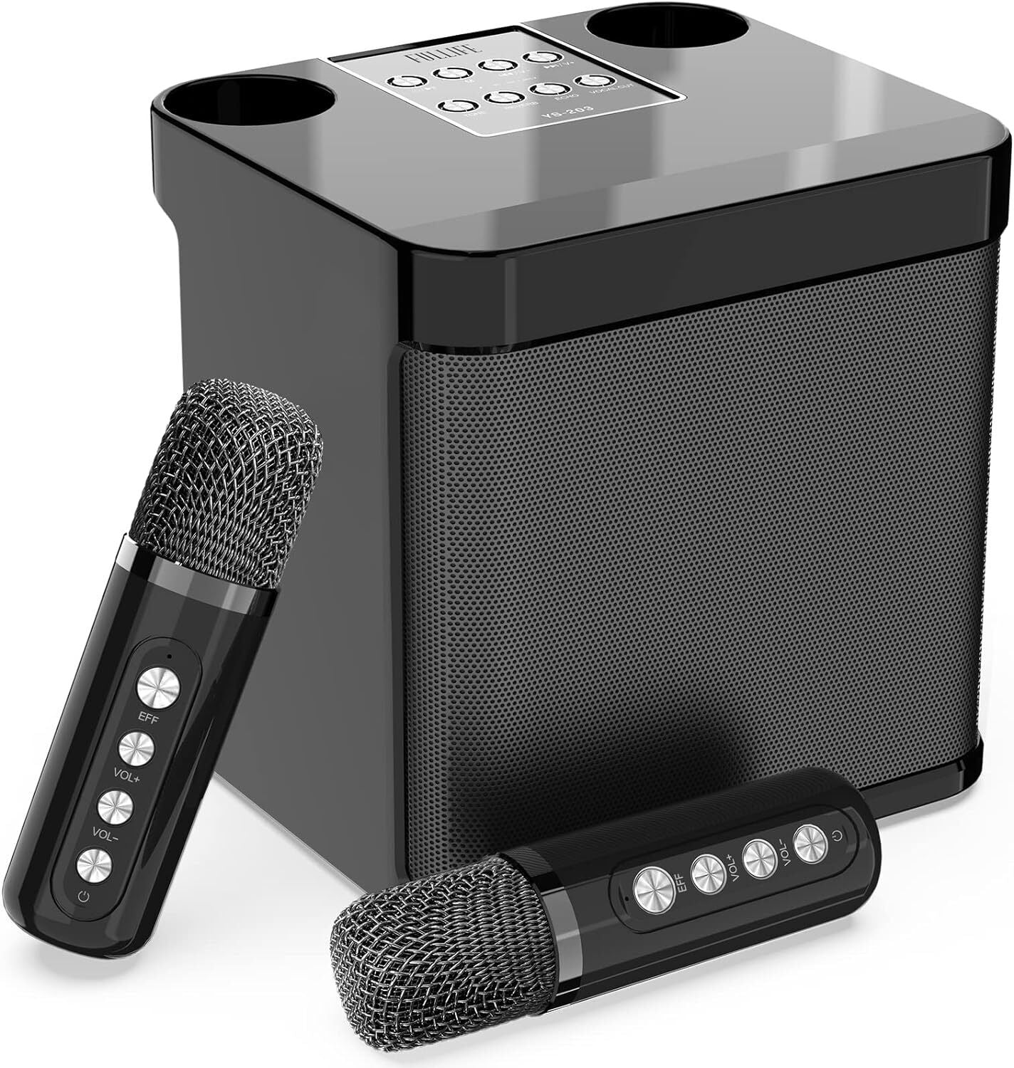 Portable Karaoke Machine with 2 Wireless Mics Bluetooth 5.1 LED Speaker