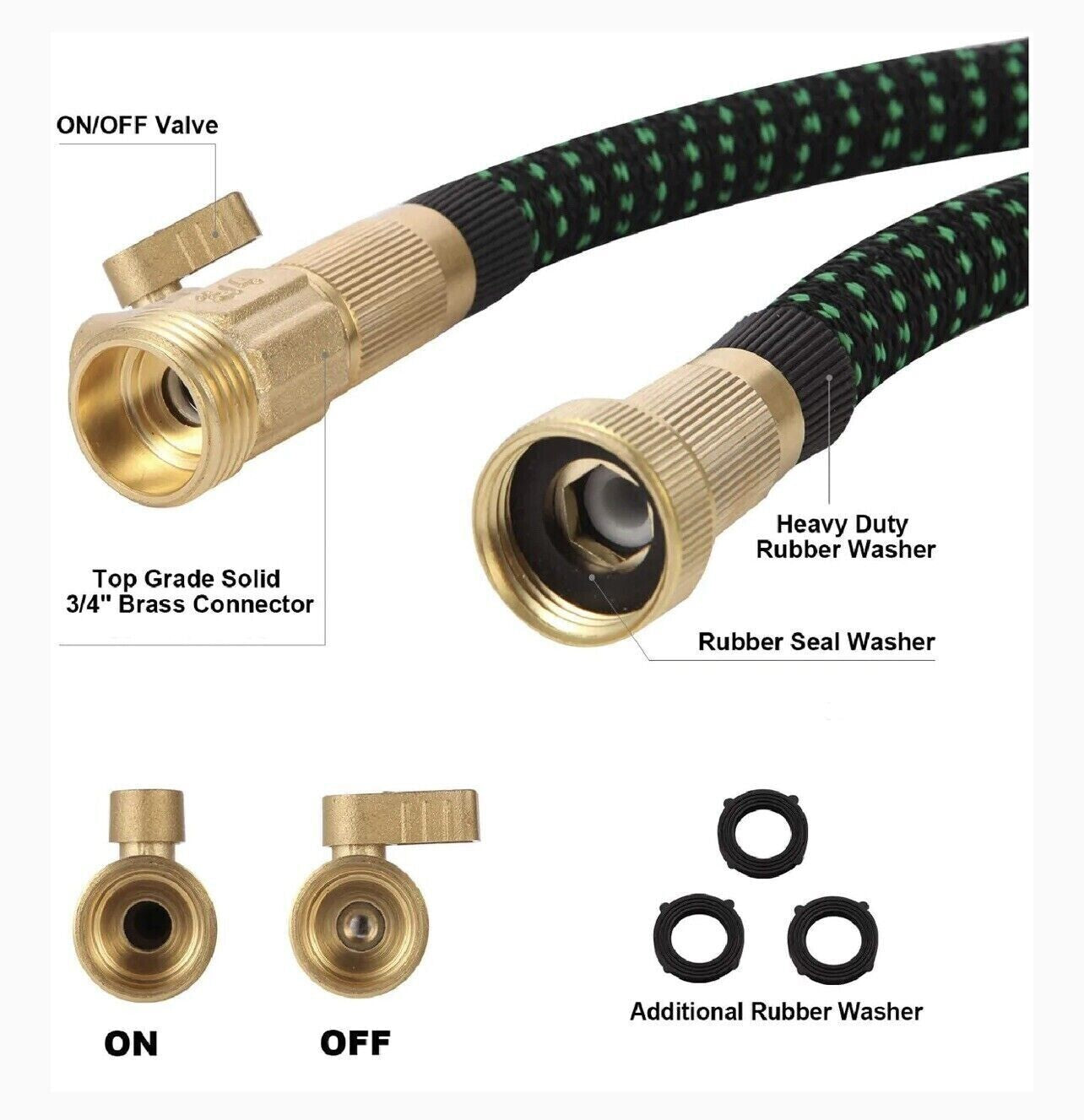 Expandable Garden Hose 50ft 75ft 100ft with 9-Function Spray Nozzle